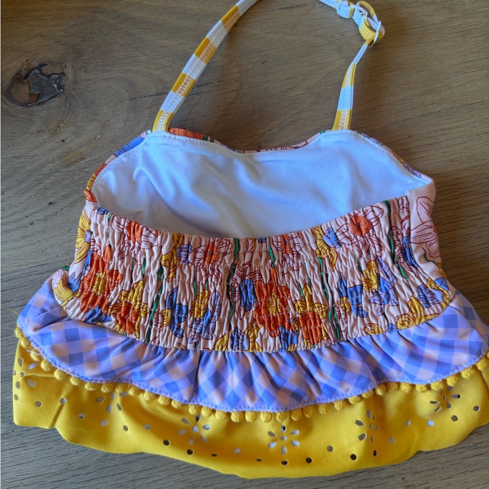 Matilda Jane Yellow, Peach & Lavender Floral Ruffle Two-Piece Toddler Swim Set - Picture 3 of 5